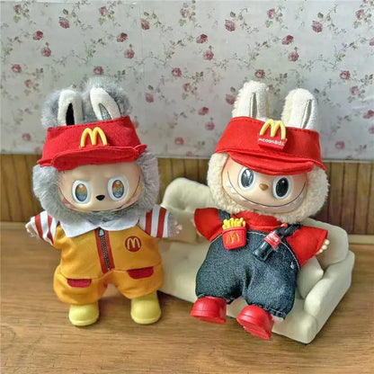 Workwear Outfit Clothes For Labubu Doll Fast Food French Fries Hamburgers Fahsion Coffee Apron Cosplay Clothing Accessories Workwear Outfit Clothes For Labubu Doll Fast Food French Fries Hamburgers Fahsion Coffee Apron Cosplay Clothing Accessories