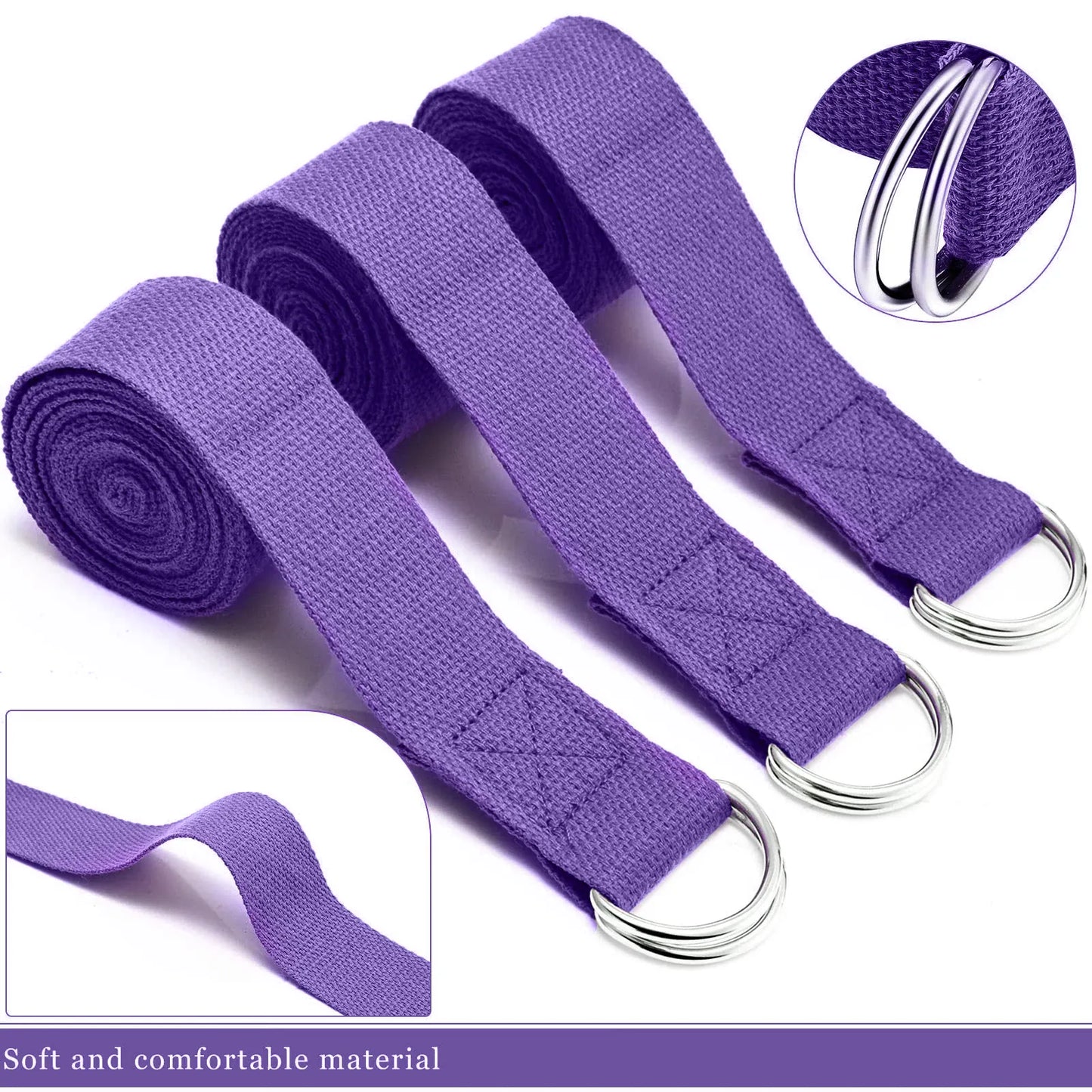 Yoga Strap Adjustable D-Ring Stretching Belt Pilates Flexibility | Wahooly Yoga Strap – Adjustable D-Ring Stretching Belt for Yoga, Pilates & Flexibility Training