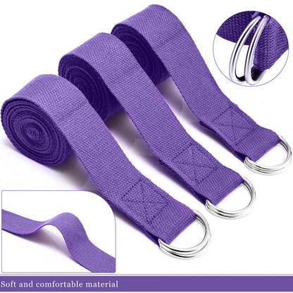 Yoga Strap Adjustable D-Ring Stretching Belt Pilates Flexibility | Wahooly Yoga Strap – Adjustable D-Ring Stretching Belt for Yoga, Pilates & Flexibility Training