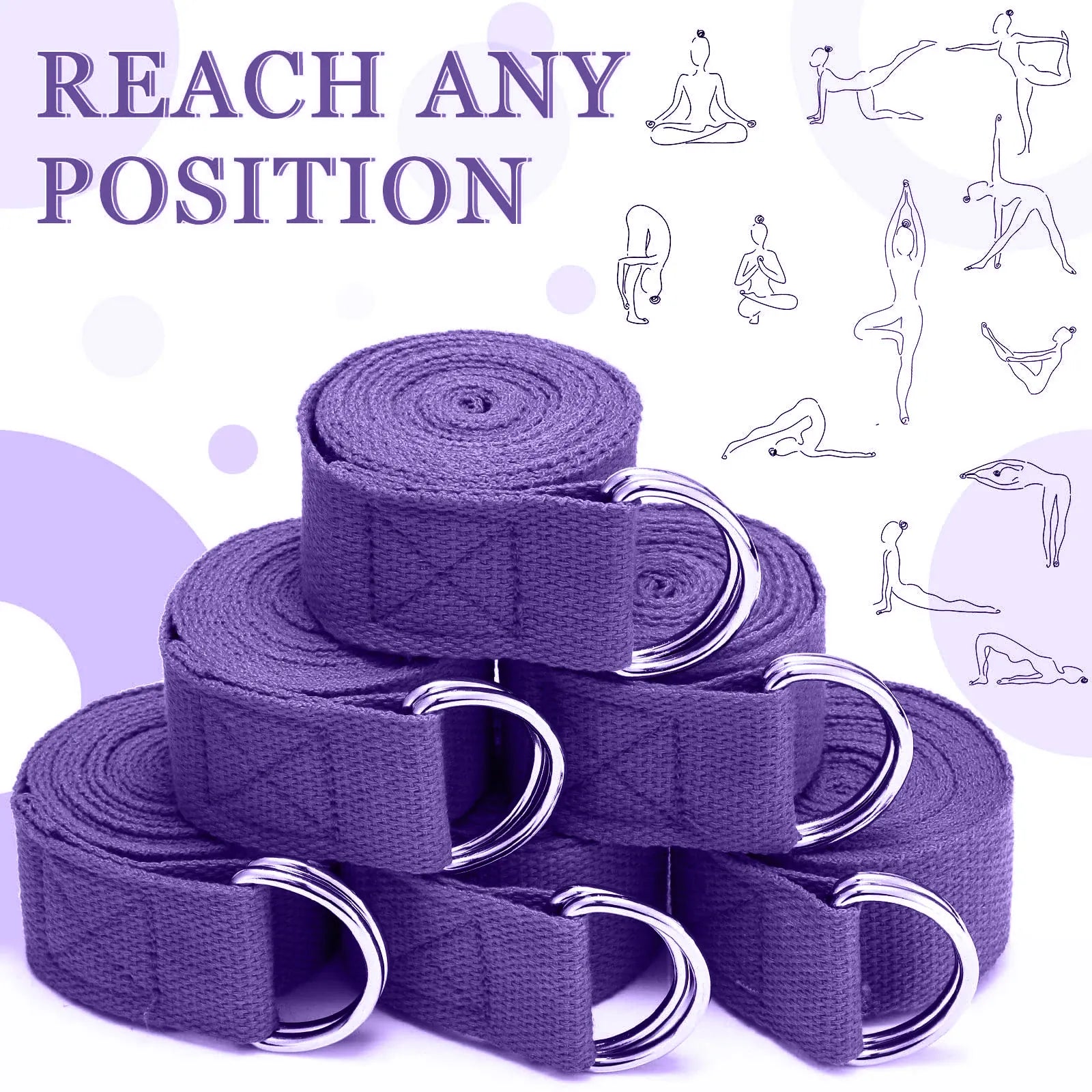 Yoga Strap Adjustable D-Ring Stretching Belt Pilates Flexibility | Wahooly Yoga Strap – Adjustable D-Ring Stretching Belt for Yoga, Pilates & Flexibility Training