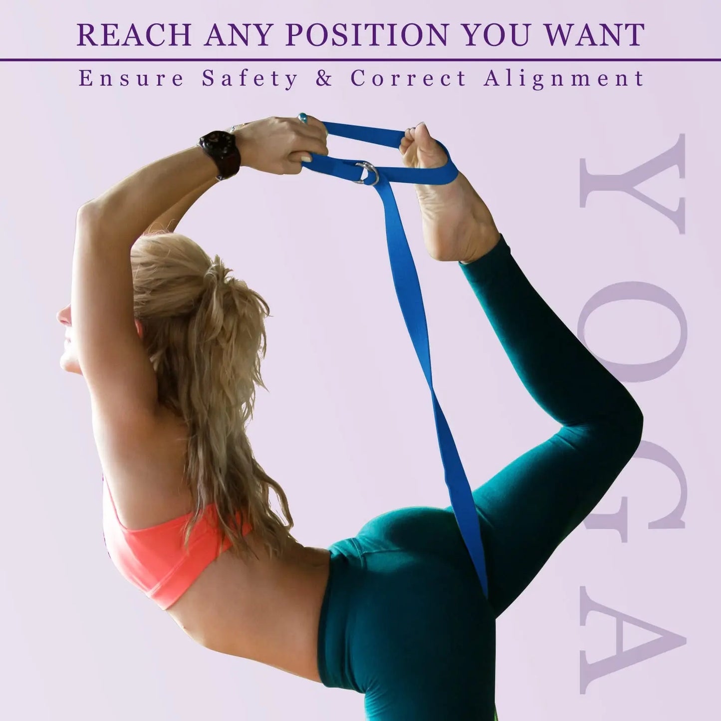 Yoga Strap Adjustable D-Ring Stretching Belt Pilates Flexibility | Wahooly Yoga Strap – Adjustable D-Ring Stretching Belt for Yoga, Pilates & Flexibility Training