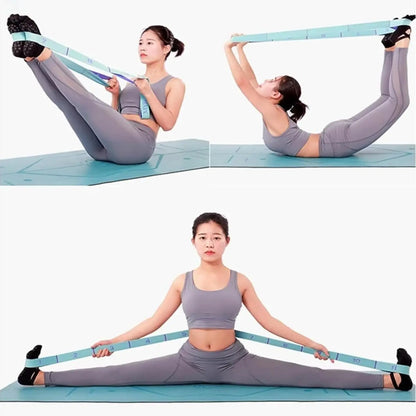Yoga Stretching Strap with Loops | Elastic Resistance Band for Yoga, Pilates & Flexibility Training Yoga Stretching Strap with Loops – Multi-Section Elastic Resistance Band for Yoga, Pilates, Dance & Flexibility Training