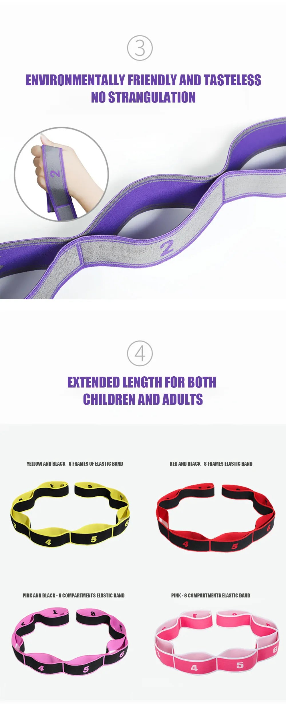 Yoga Stretching Strap with Loops | Elastic Resistance Band for Yoga, Pilates & Flexibility Training Yoga Stretching Strap with Loops – Multi-Section Elastic Resistance Band for Yoga, Pilates, Dance & Flexibility Training