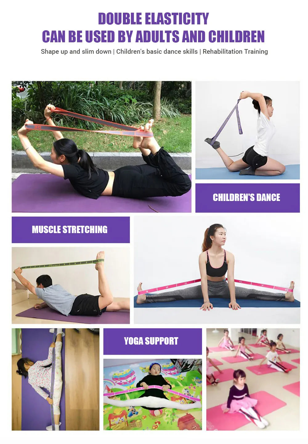 Yoga Stretching Strap with Loops | Elastic Resistance Band for Yoga, Pilates & Flexibility Training Yoga Stretching Strap with Loops – Multi-Section Elastic Resistance Band for Yoga, Pilates, Dance & Flexibility Training